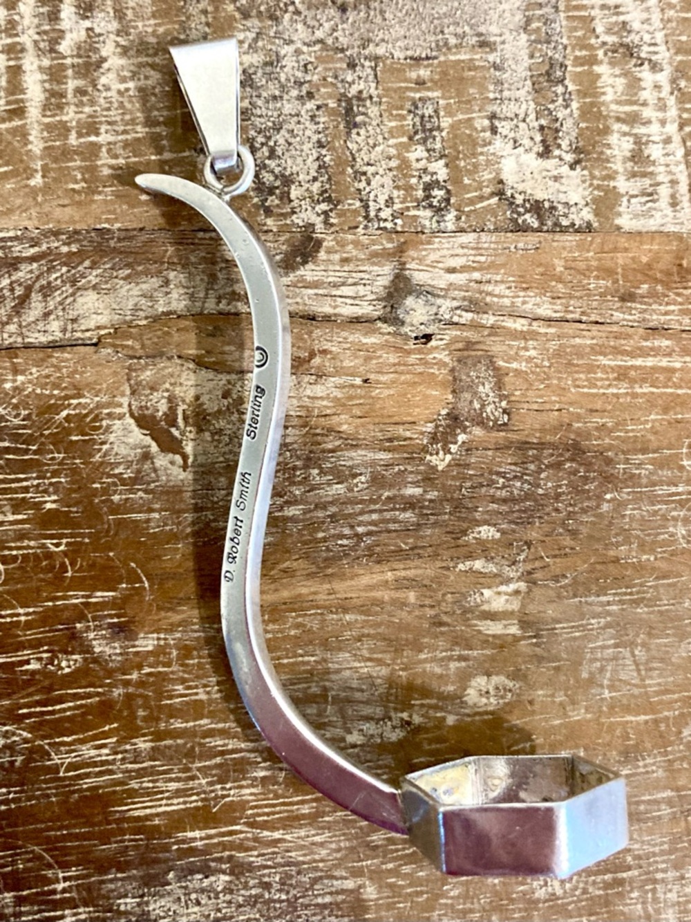 Sterling Silver Curved Crystal Holder Pendant - D. Robert Smith